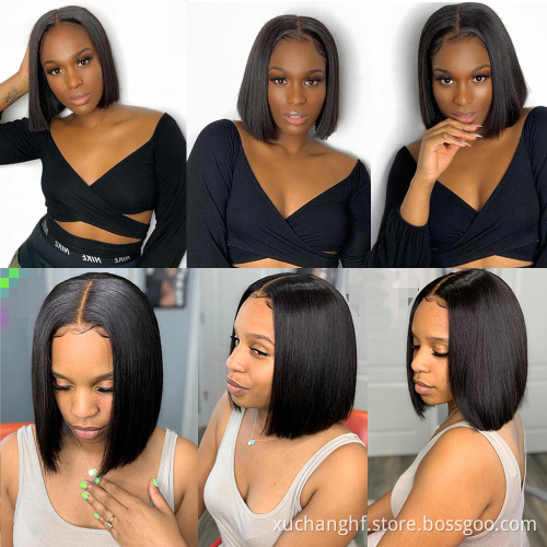 Peruvian Human Hair Lace Front Wigs For Women Boy Cut Short Bob Glueless Hd Thin Film Lace Frontal Bob 8 Inch Wholesale Vendors